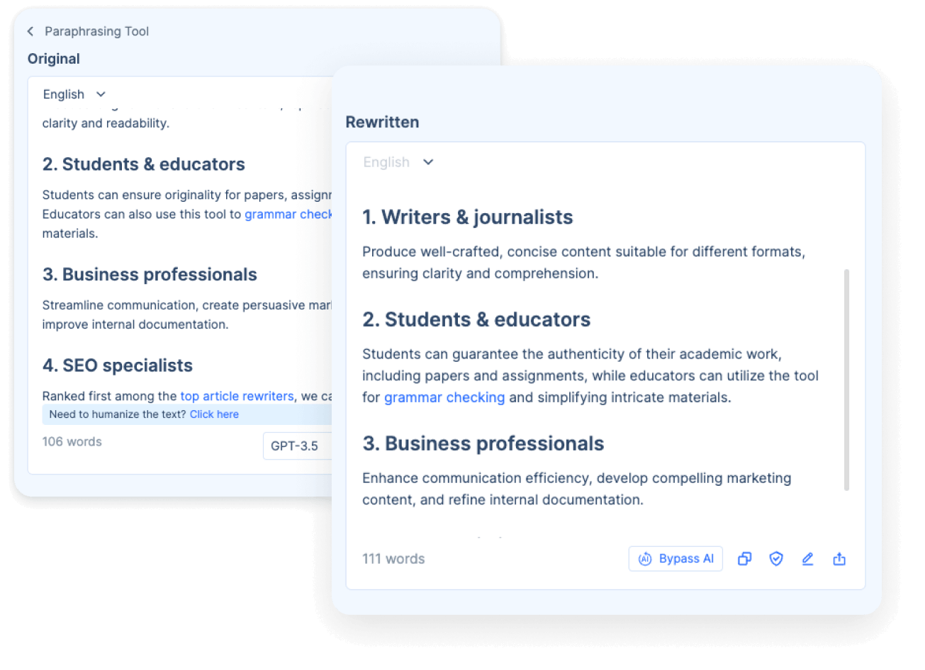 Plagiatsfreie Überarbeitungen mit verbesserter Qualität