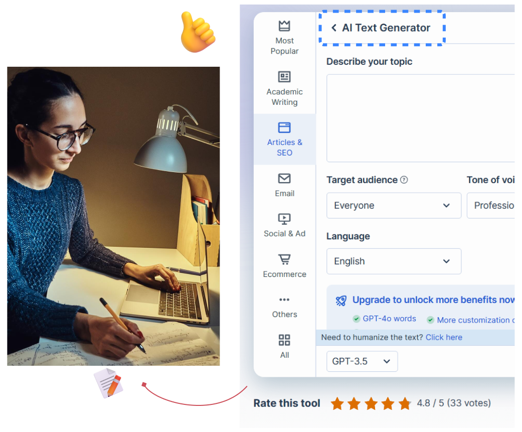 KI-Textgenerator, der wie ein menschlicher Profi schreibt
