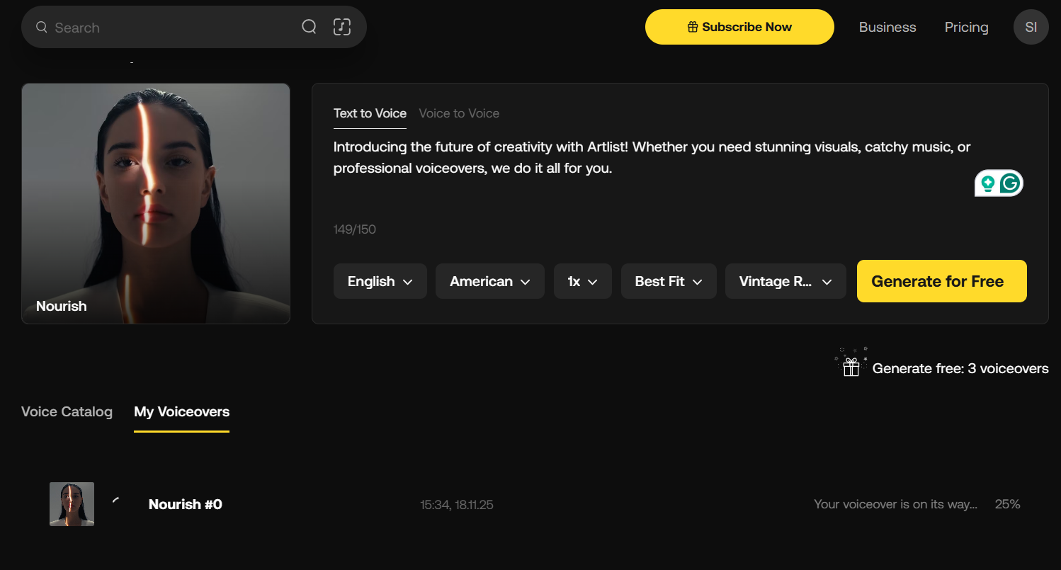 アートリストのナレーションテキストをビデオに