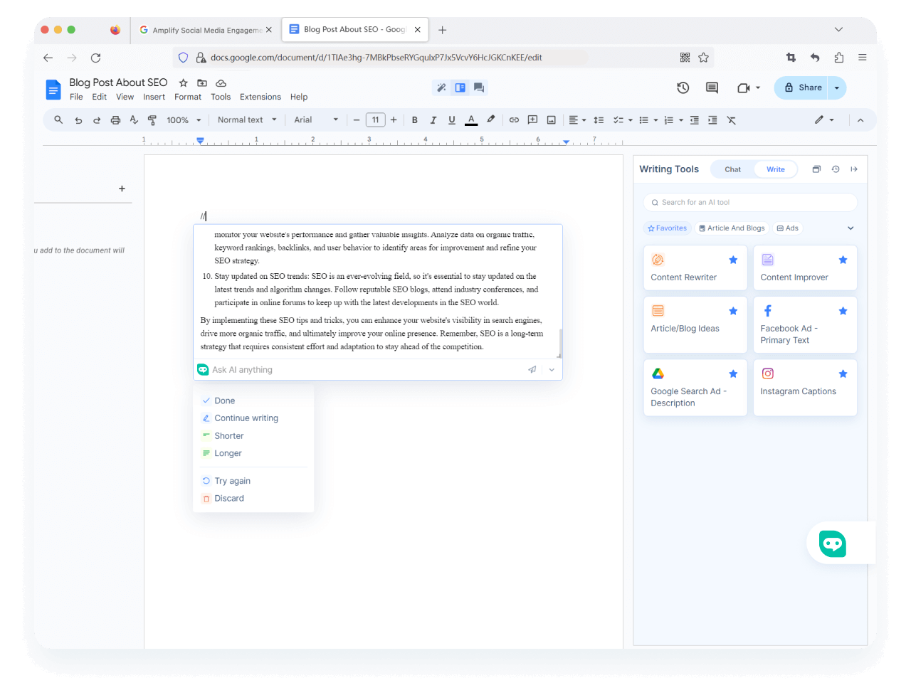 <span class="text-[#00D3B6]">Notion AI</span> 처럼 Google Docs 에서 작성