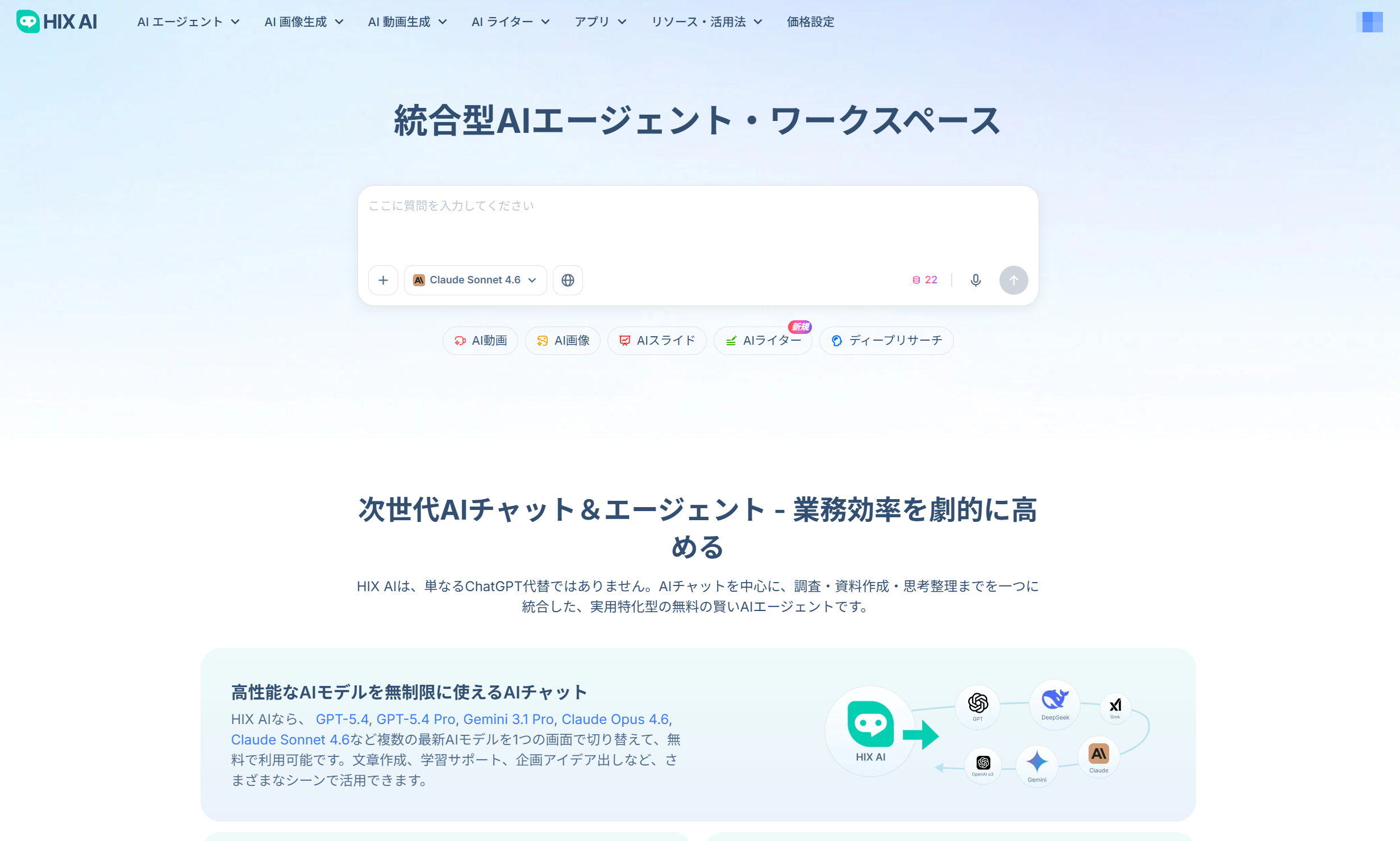 HIX AI オールインワンAIエージェント