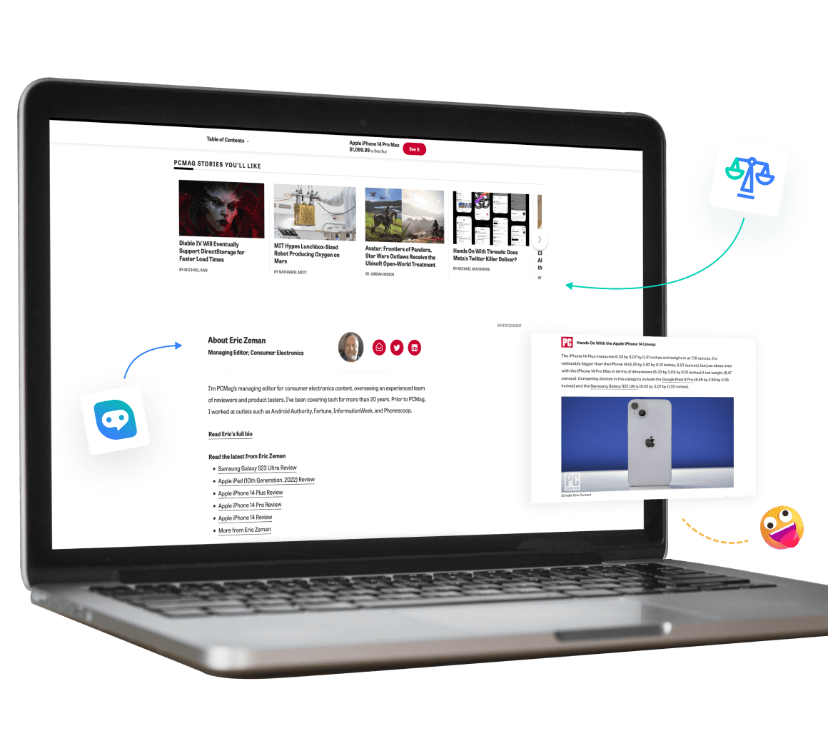 Auf Sie zugeschnittene <span class="text-[#00D3B6]">faktenbasierte</span> Produktbewertungsartikel