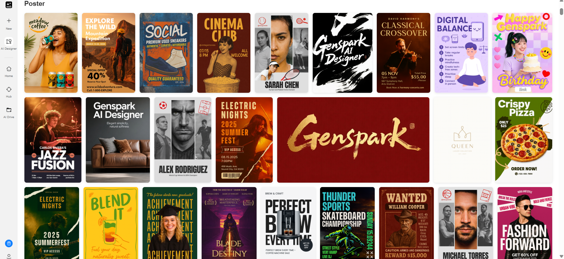 Posters of Genspark AI designer agent