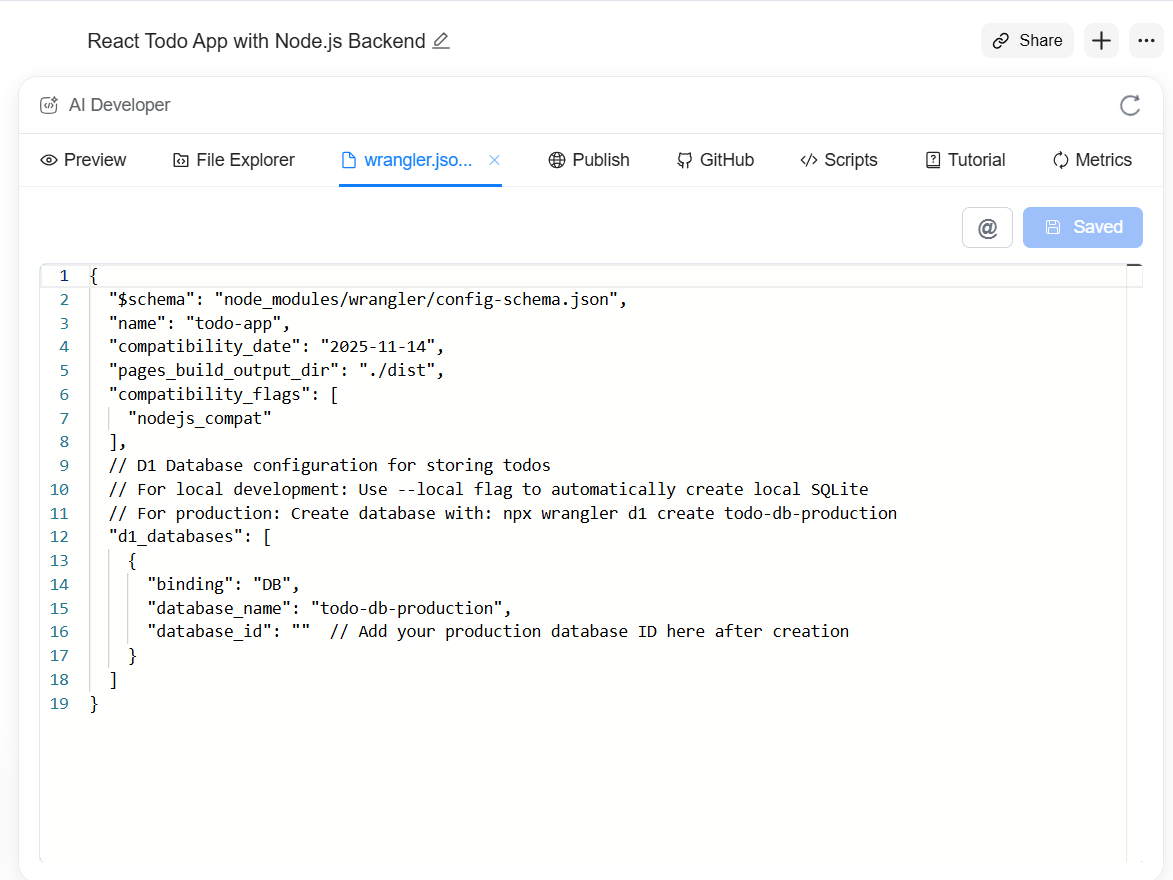 Preview of wrangler.json
