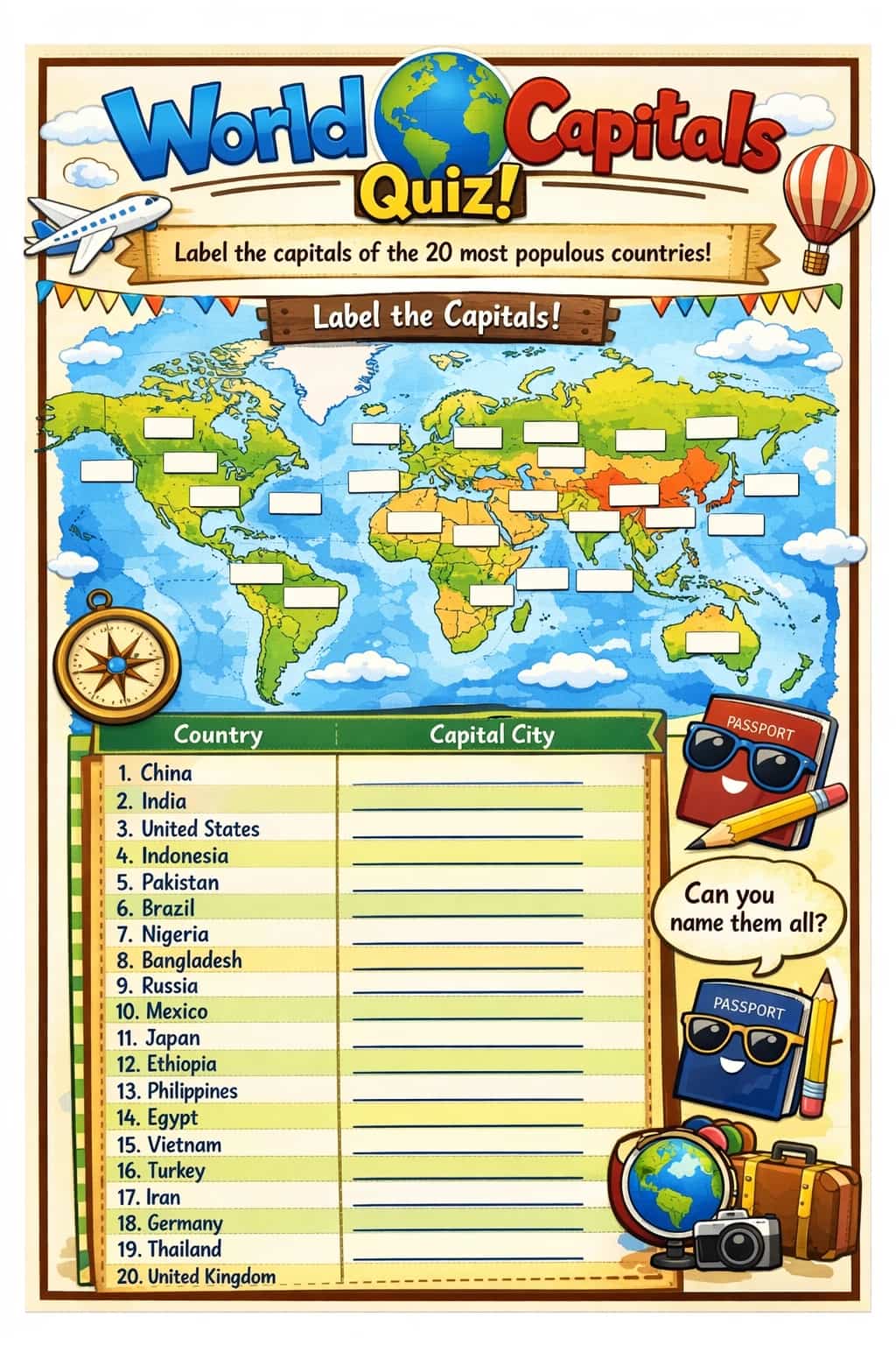 Lembar kerja kuis ibu kota dunia